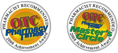 OTC Pharmacy Times seals - Pharmacist Recommended 2008 Achievement Awards