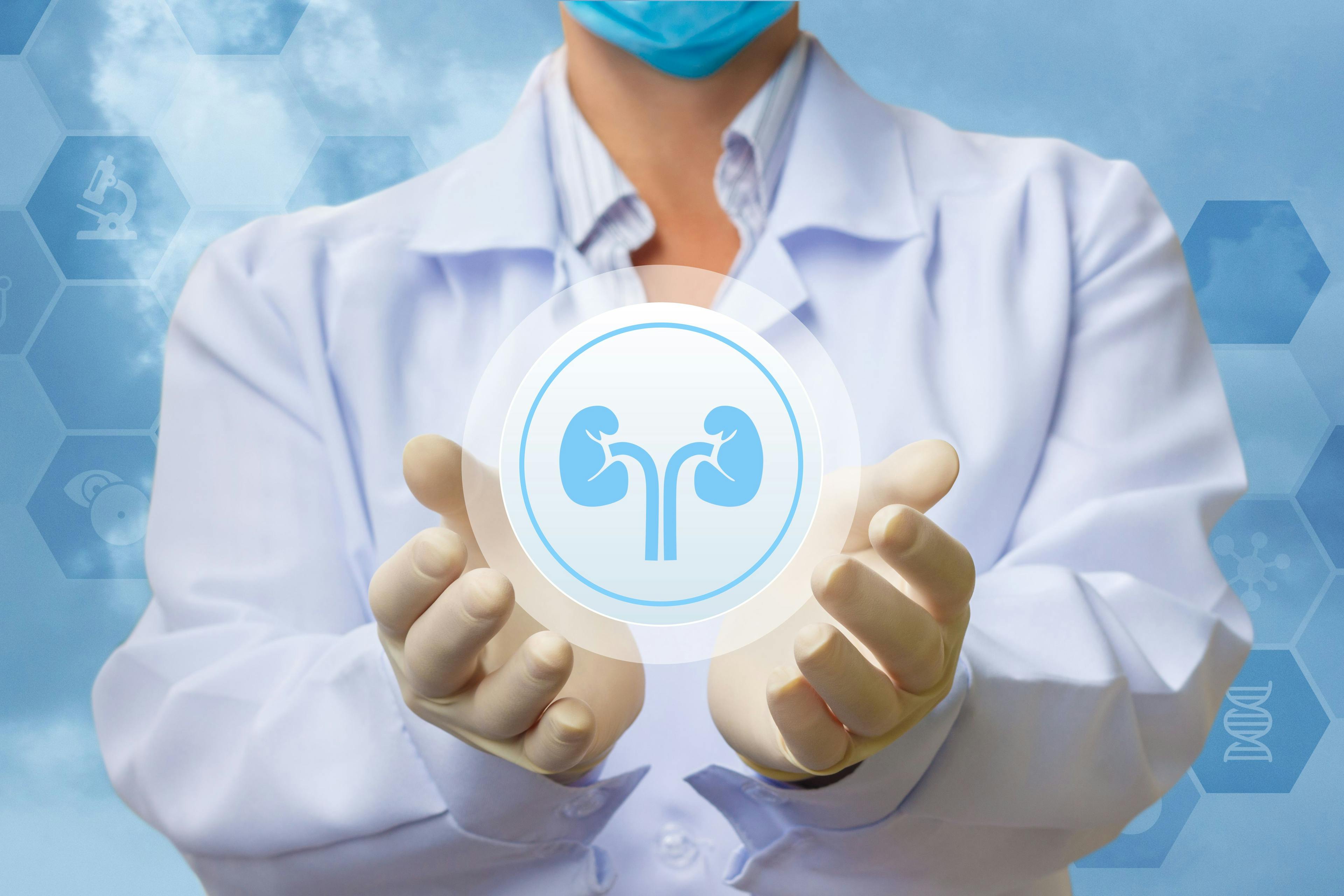 Physician holding kidney icon