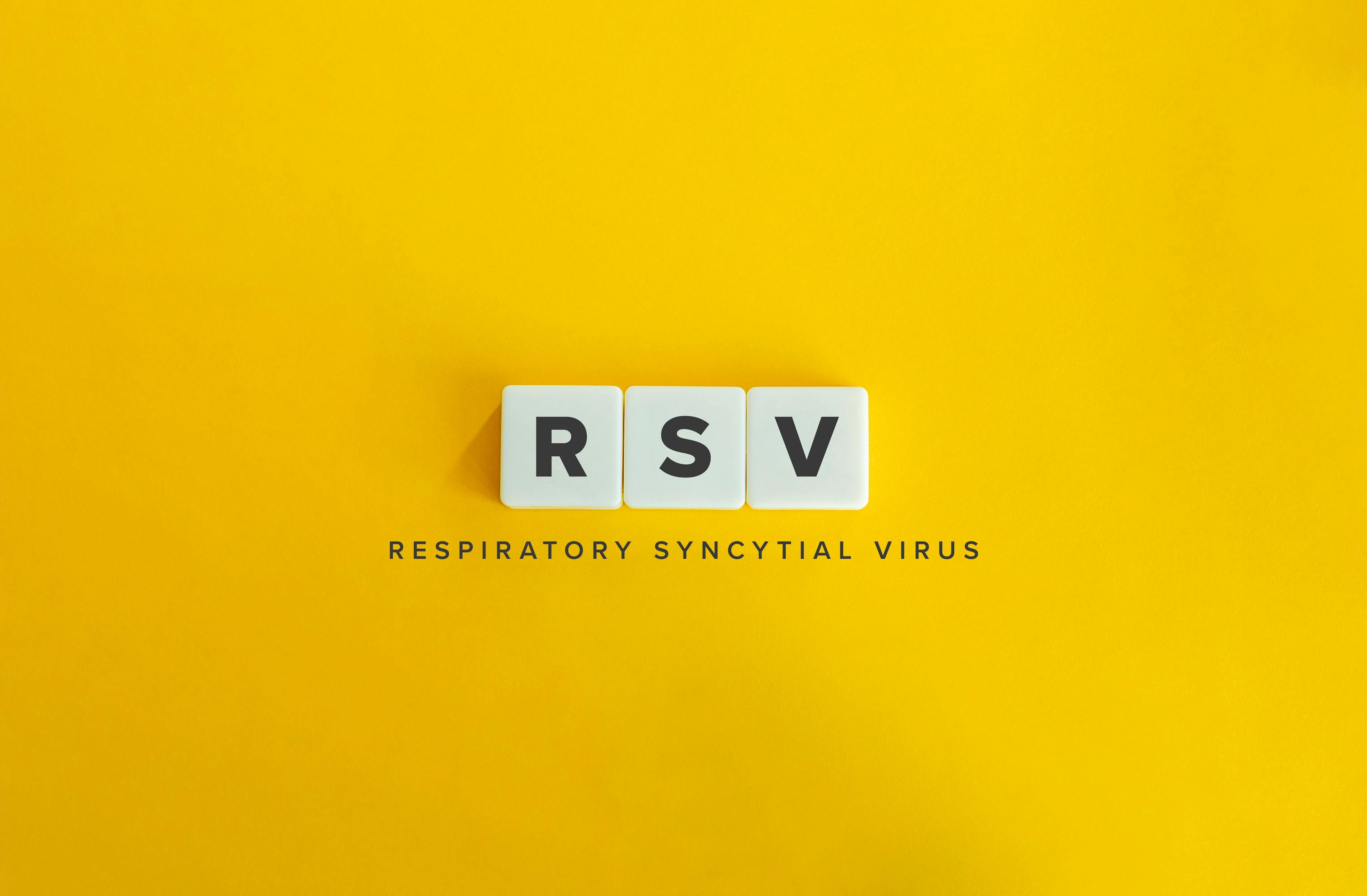 RSV (Respiratory Syncytial Virus) Banner. Letter Tiles on Yellow Background. Minimal Aesthetics.