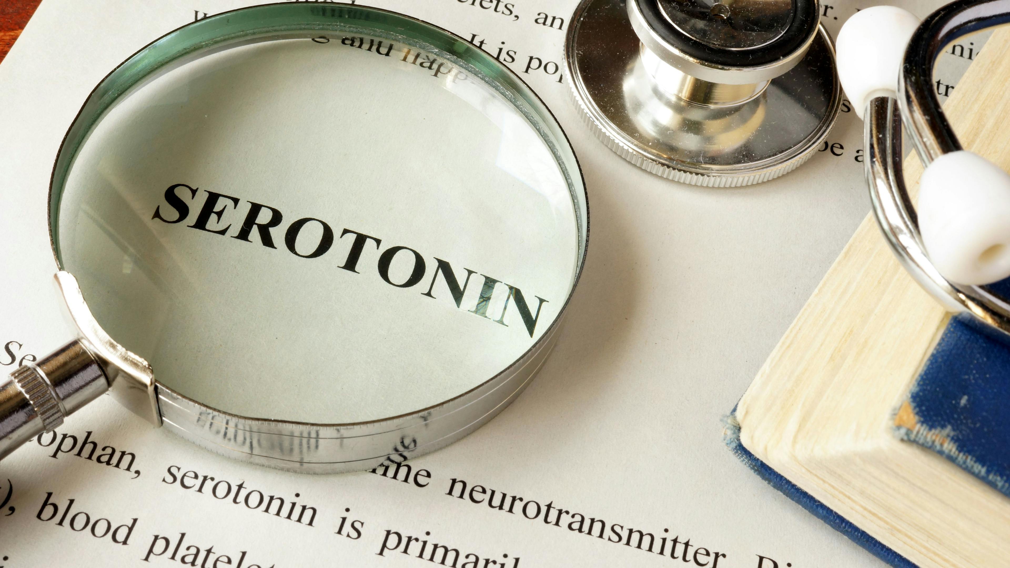 Close-up of serotonin written on a page. -- Image credit: Vitalii Vodolazskyi | stock.adobe.com