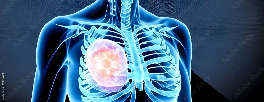Xray of breast cancer, mammography oncology banner. | Image Credit: Adin - stock.adobe.com