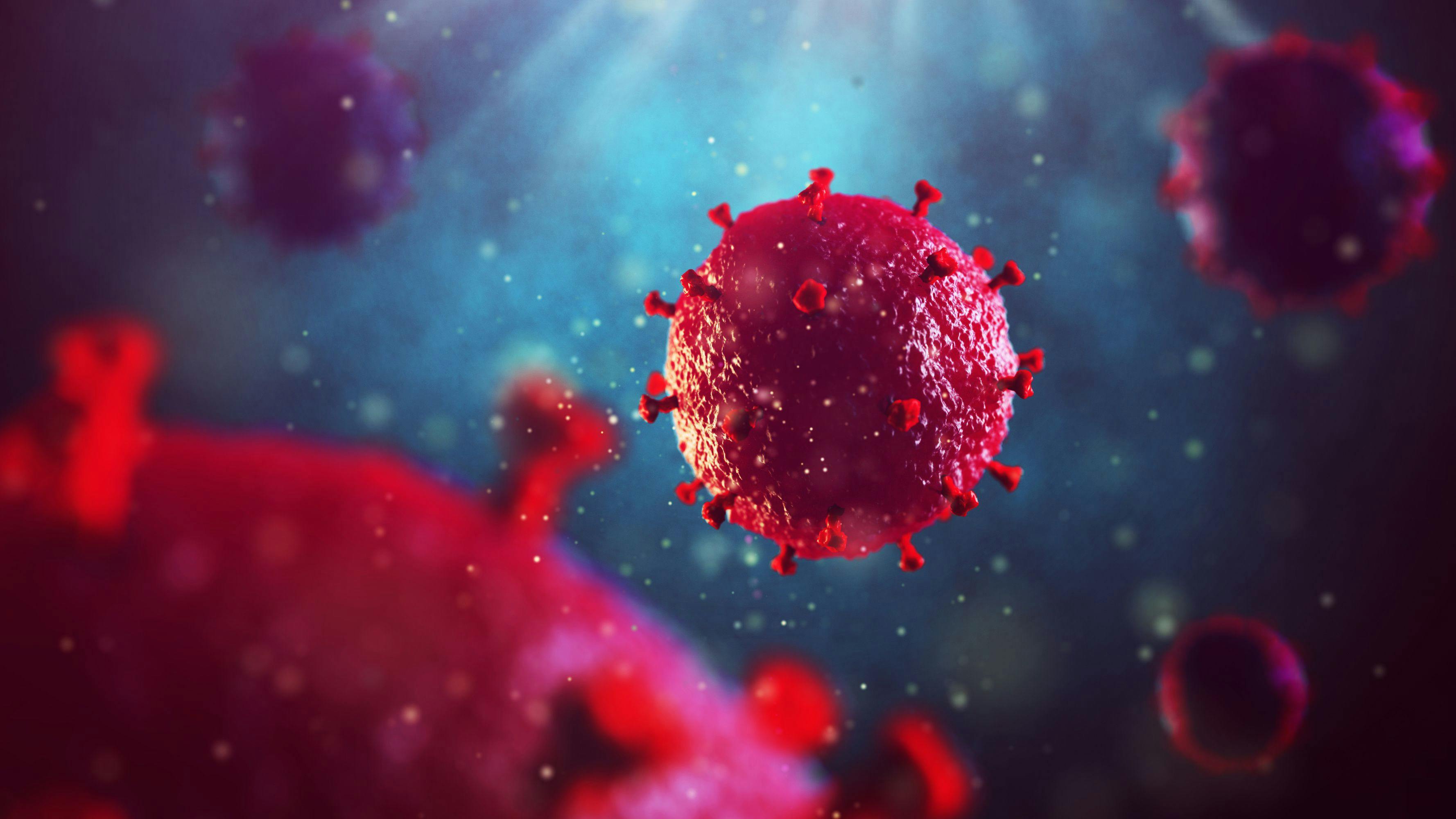 3D illustration of HIV virus