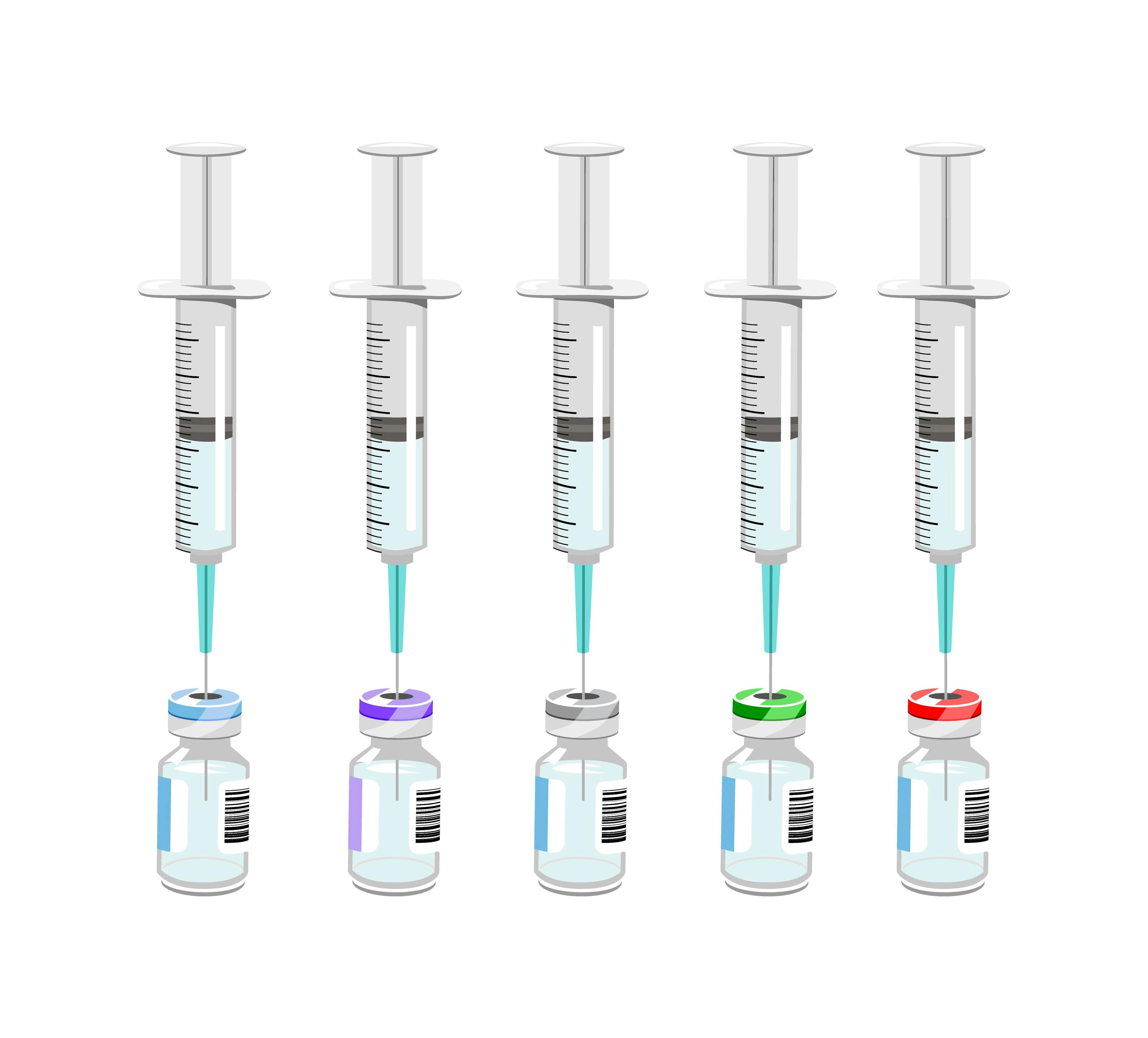 Syringes in vaccine vials