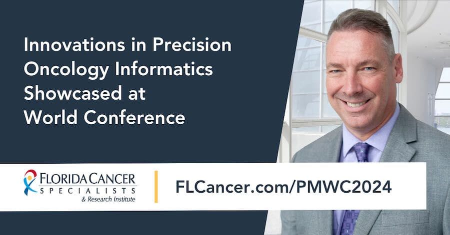 Innovations in precision oncology informatics showcased at world conference. Trevor Heritage, PhD, senior vice president and data officer of Florida Cancer Specialists & Research Institute, LLC (FCS). Image Credit: © Florida Cancer Specialists & Research Institute, LLC