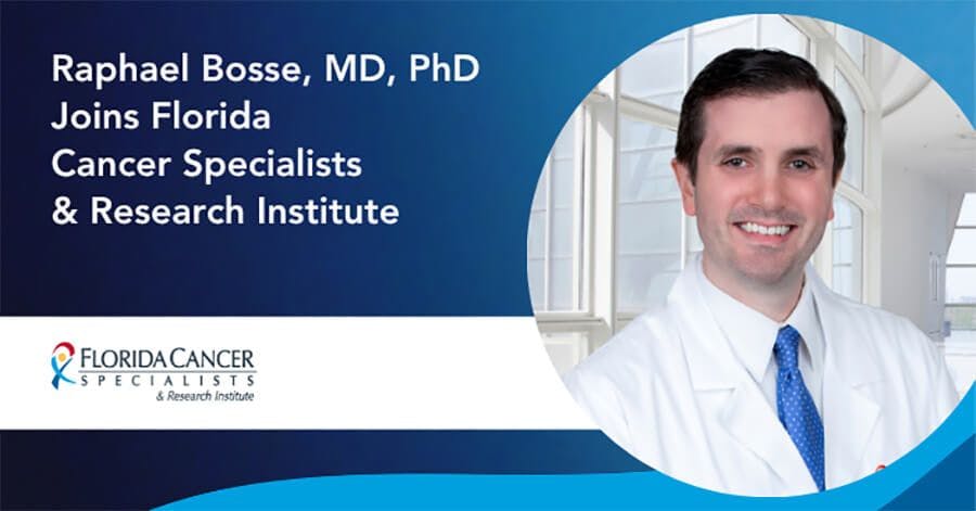 Dr. Bosse received his medical degree and doctorate in Molecular Cell Biology & Hematology from the University of Florida College of Medicine. Image Credit: © Florida Cancer Specialists & Research Institute, LLC