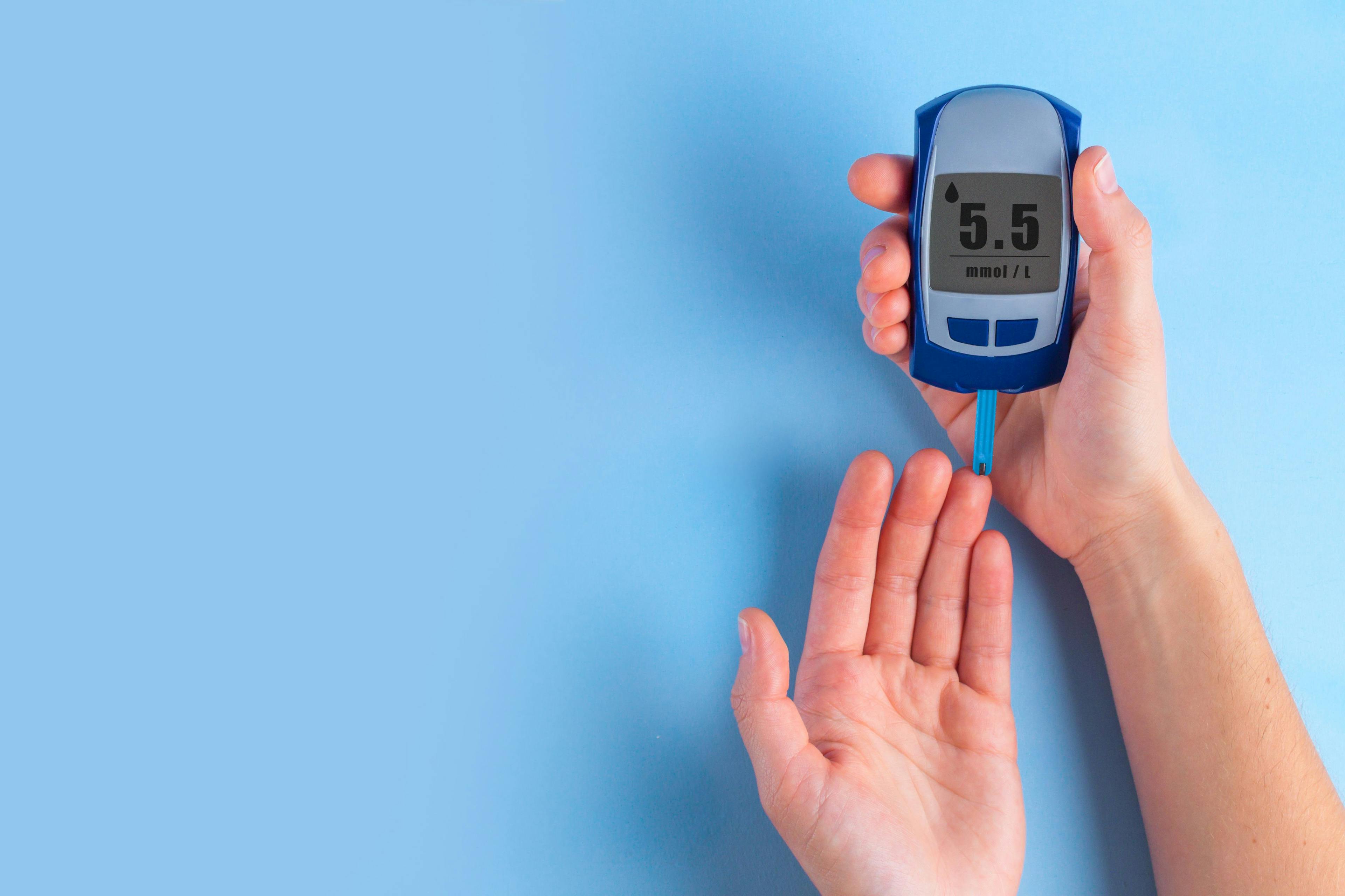 The diabetic measures the level of glucose in the blood. Diabetes concept. | Image Credit: Goffkein - stock.adobe.com