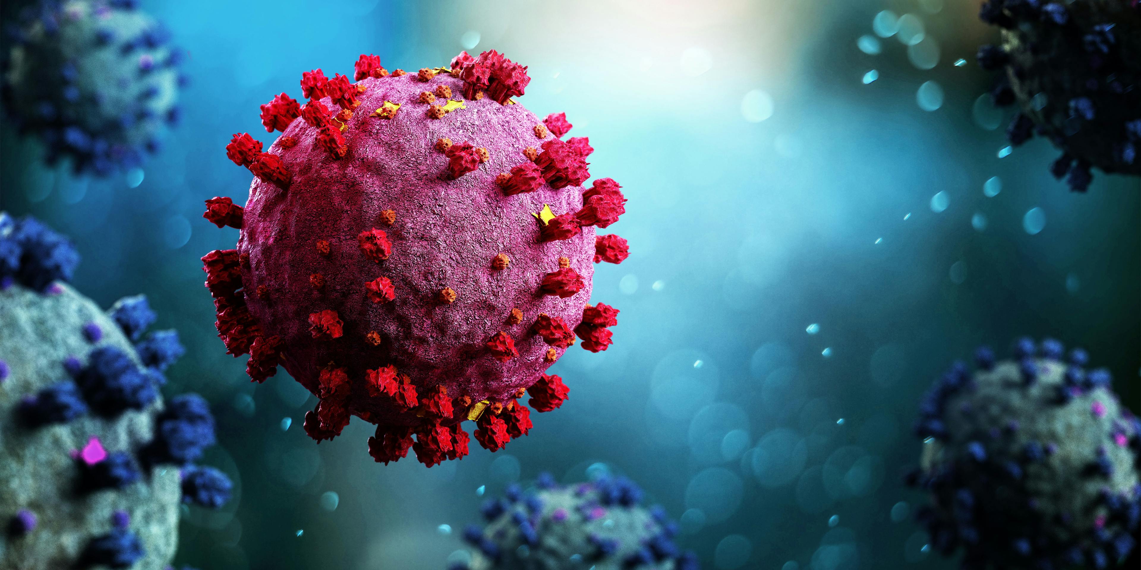 Coronavirus Covid-19 background - 3d rendering- Image credit: Production Perig | stock.adobe.com
