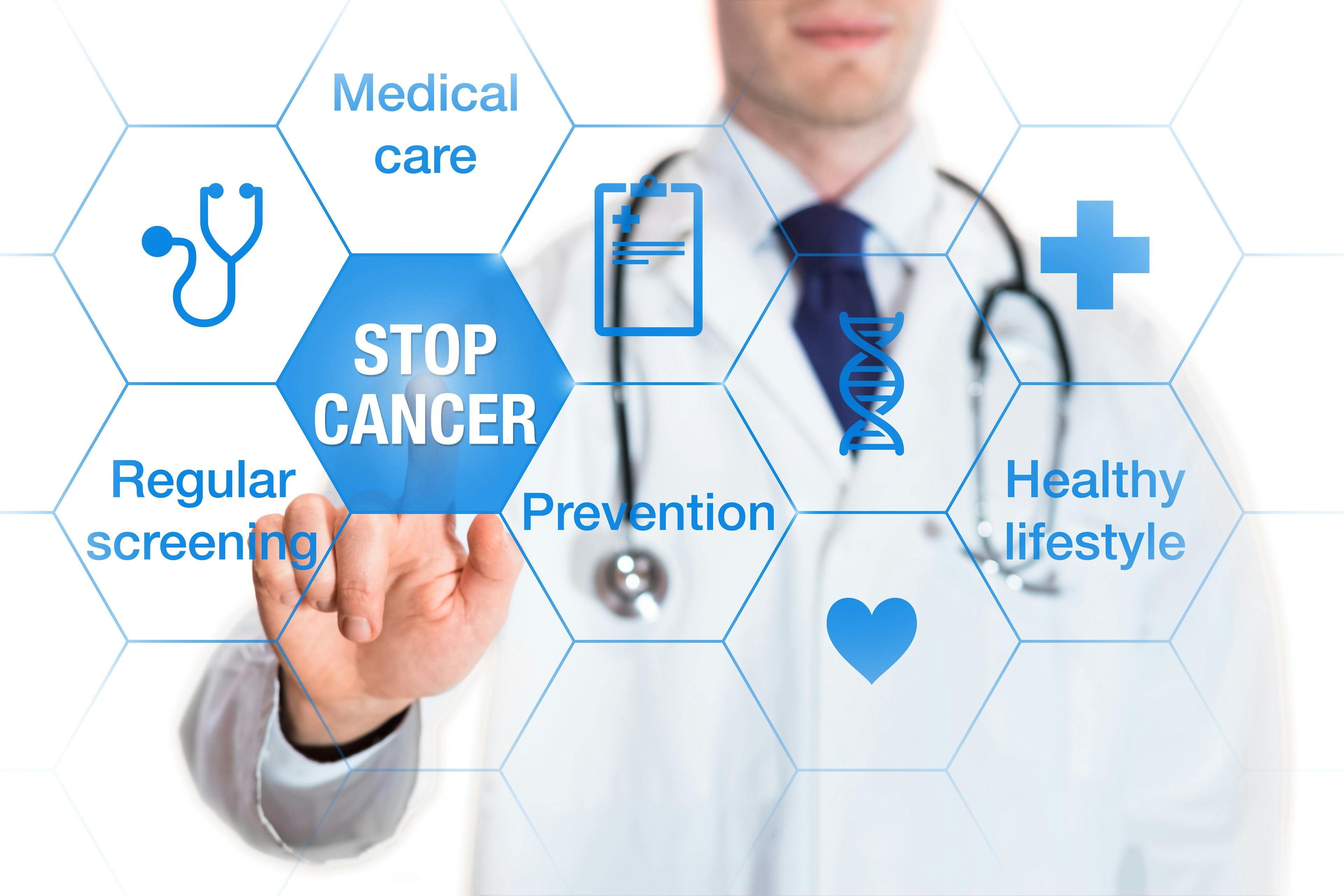 Cancer prevention and awareness concept, icons and words, medical doctor