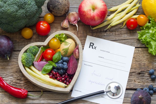 Healthy food in heart stethoscope and medical prescription diet and medicine concept - Image credit: udra11 | stock.adobe.com