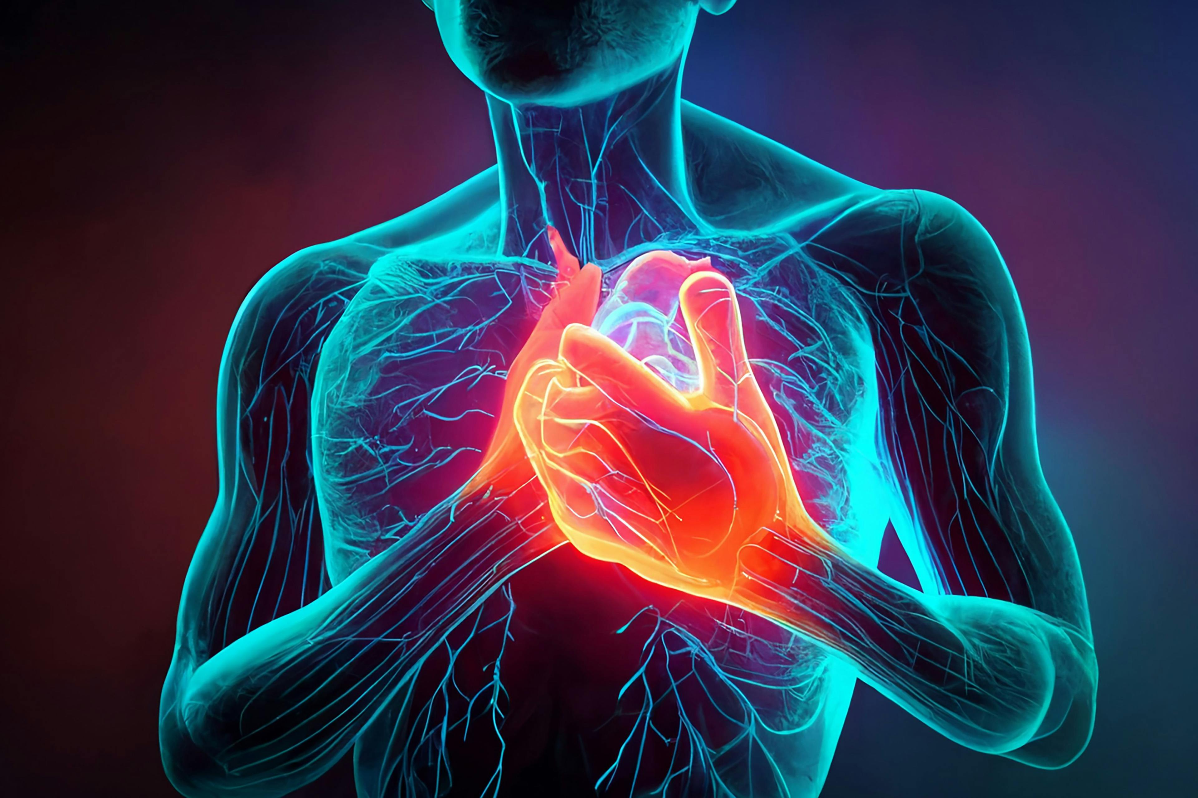 Pain in the heart, a person is holding on to the heart in his chest| Image credit: Vadi Fuoco- stock.adobe.com 