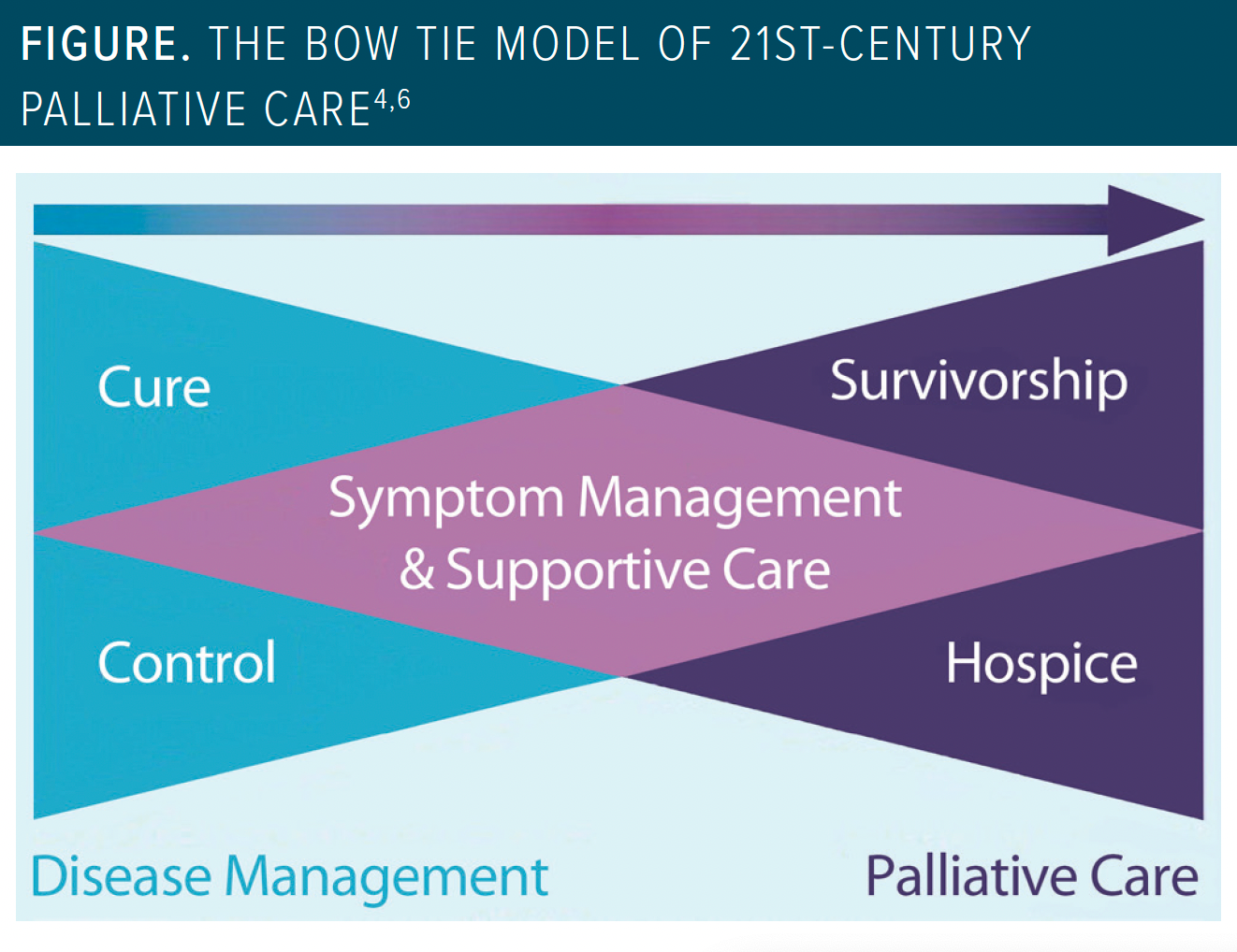 Figure: The Bow Tie Model of 21st-century palliative care.