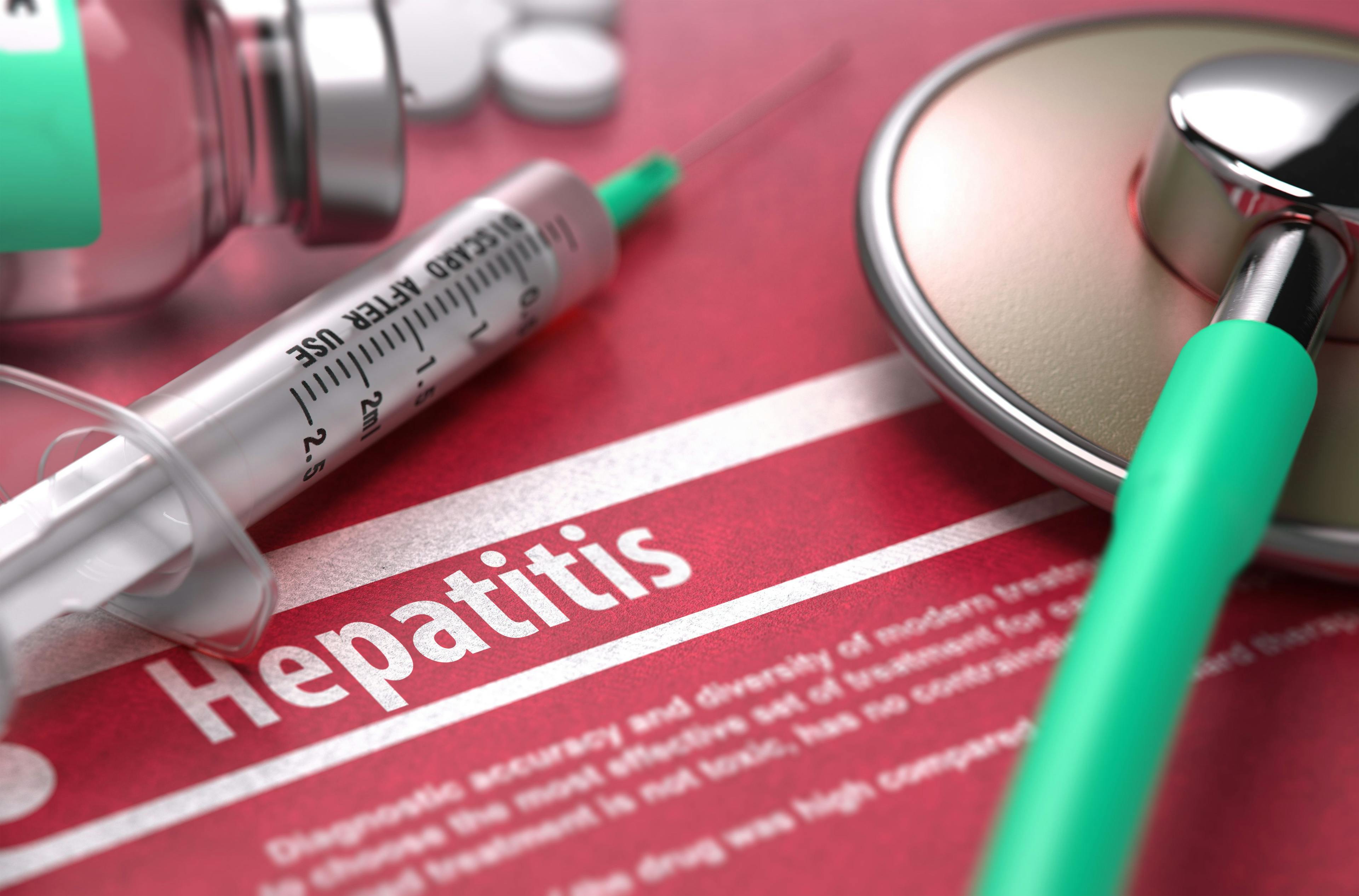 Hepatitis. Medical Concept on Red Background. | Image Credit: tashatuvango - stock.adobe.com