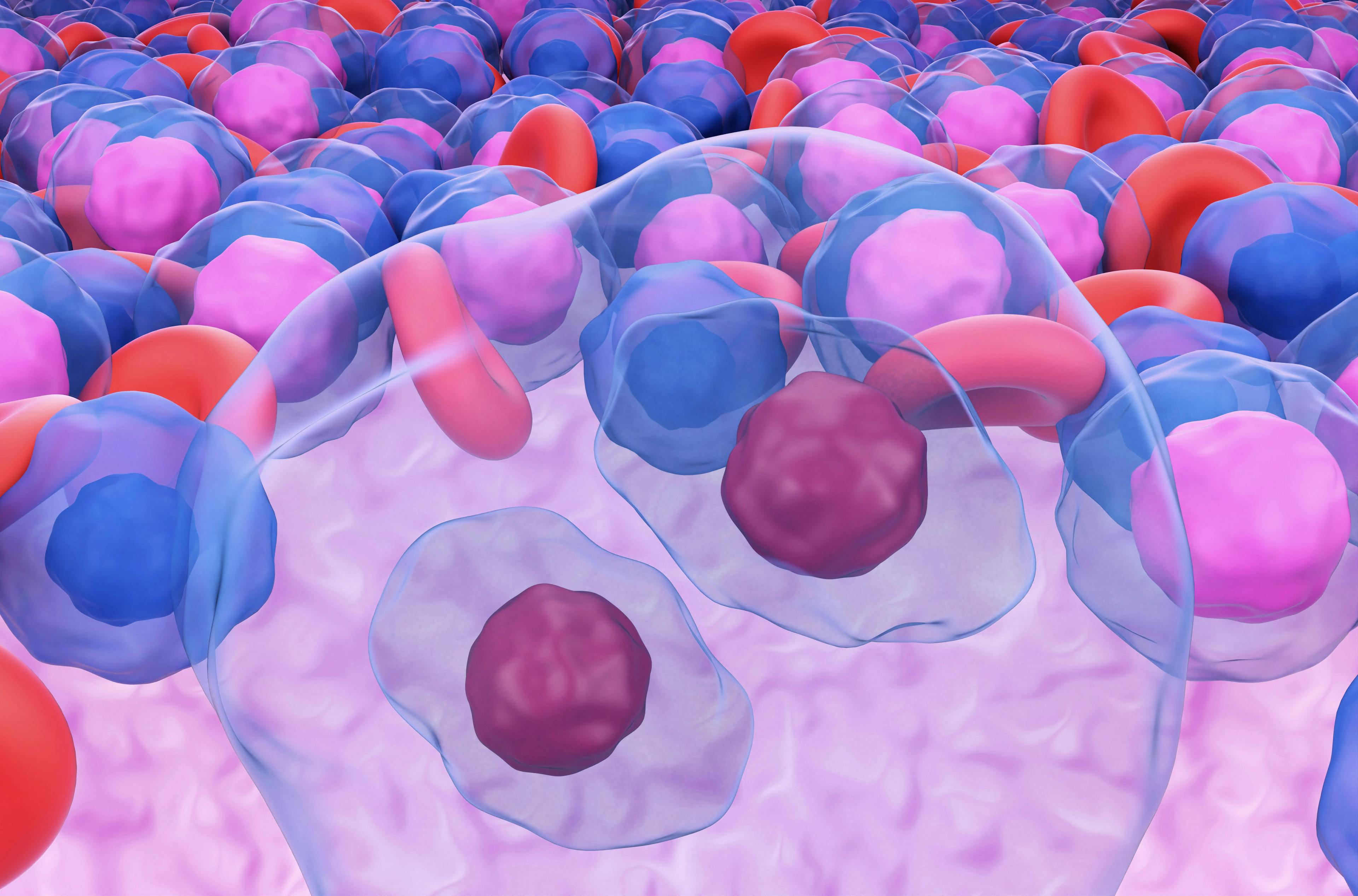 Reed-Sternberg cell in hodgkin lymphoma closeup view 3d render illustration