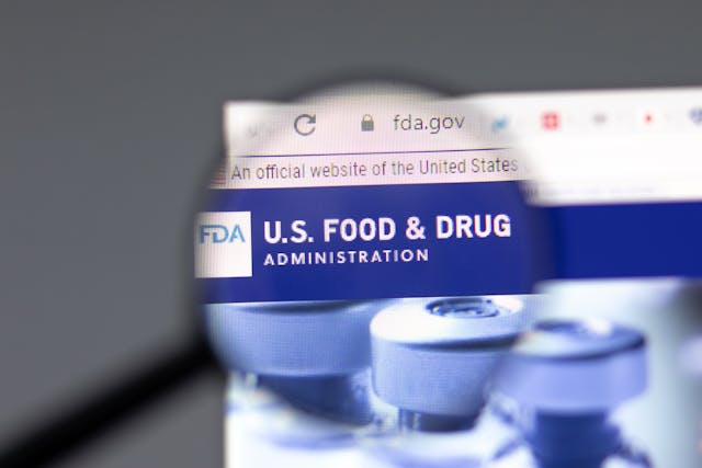 FDA US Food and Drug website in browser with company logo, Illustrative Editorial.