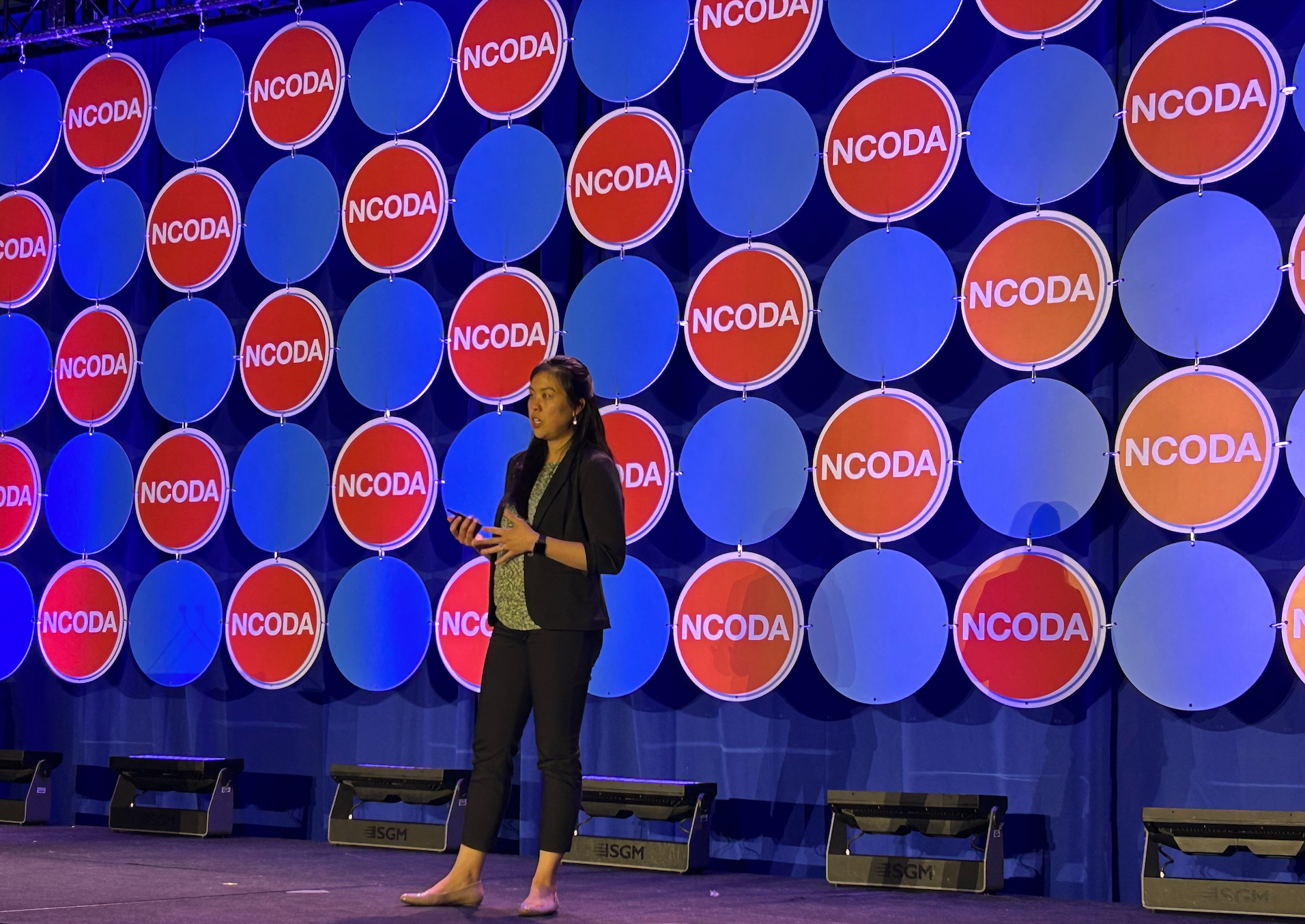 Teresa Thakrar, PharmD, BCOP, of GlaxoSmithKline, discusses the latest developments in immunotherapies that treat blood cancers during a session at the 2023 NCODA International Spring Forum.