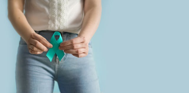Teal ribbon for cervical cancer awareness -- Image credit: Ekaterina | stock.adobe.com